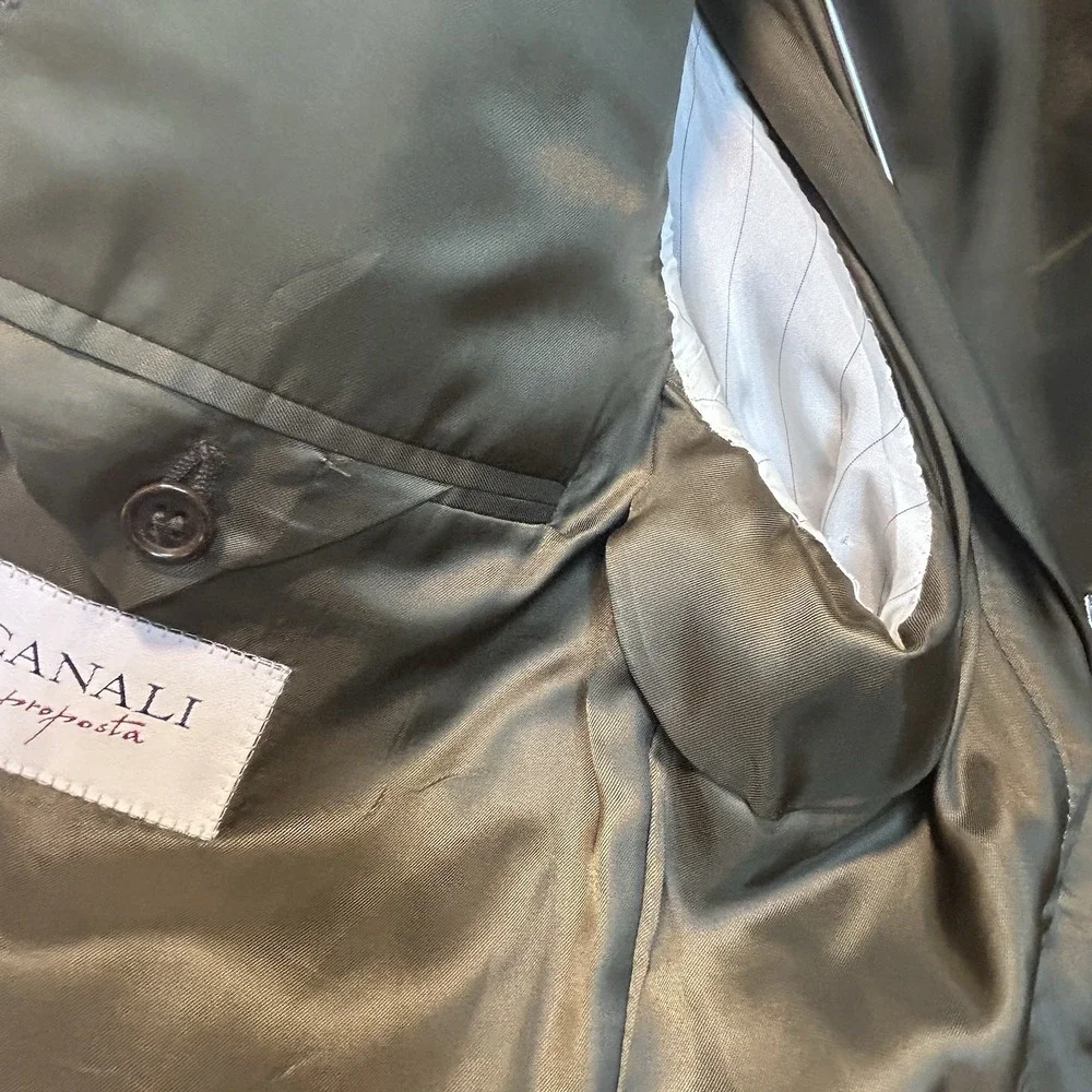 CANALI Proposta Windowpane 100% Wool Blazer Sport Coat Jacket EU 52L/US 42 L